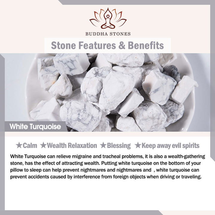 Pulsera curativa de mala de loto turquesa blanca con Buddha Stones