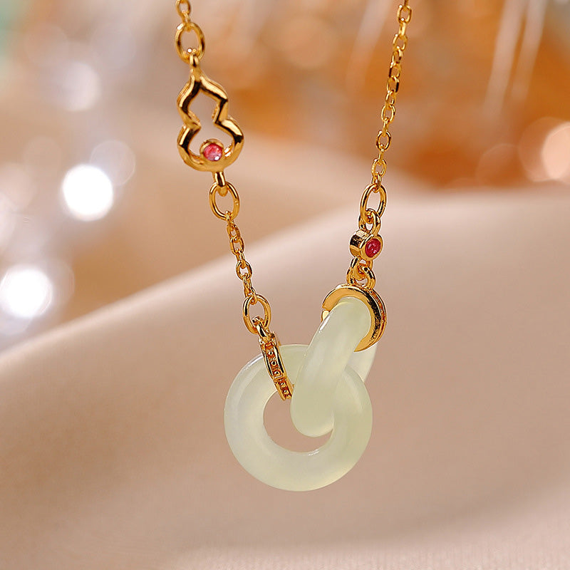 Collar con colgante de cadena de plata de ley 925 con Buddha Stones , redondo, jade, suerte y prosperidad