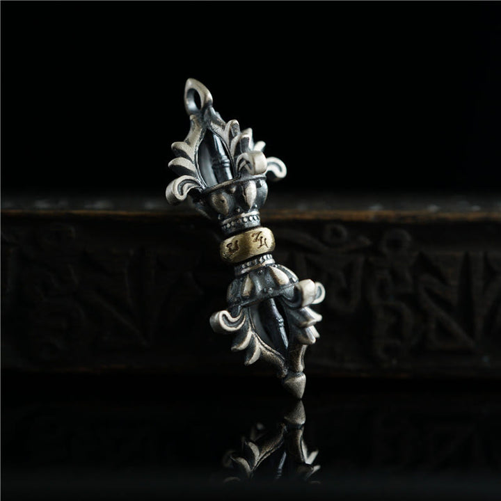 Buddha Stones de Plata de Ley 925 Om Mani Padme Hum Dorje Vajra colgante de fuerza grabado decoración colgante