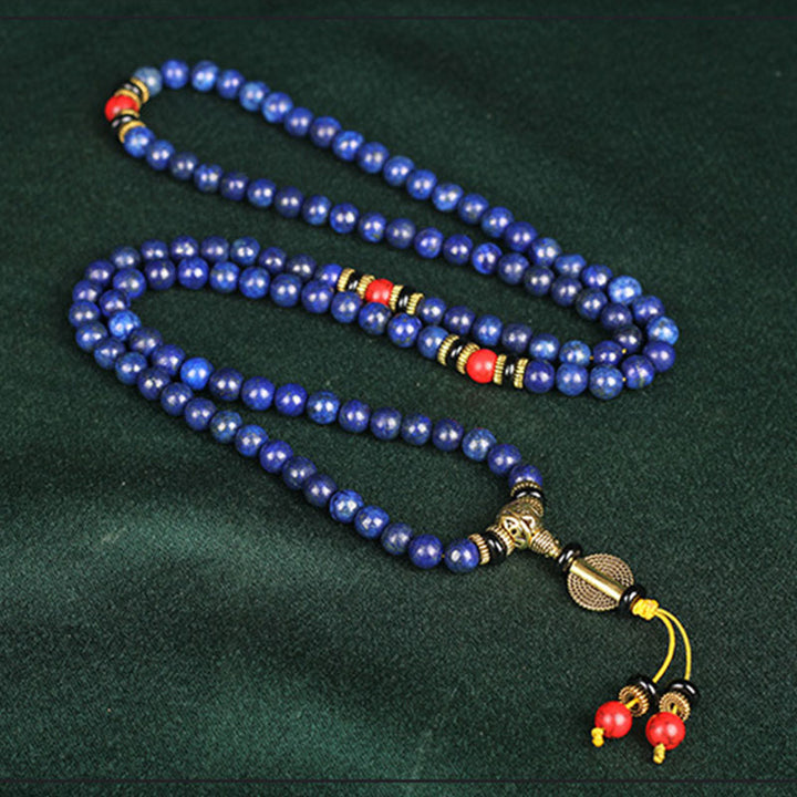 Pulsera Positiva de Lapislázuli Mala Tibetano con Buddha Stones