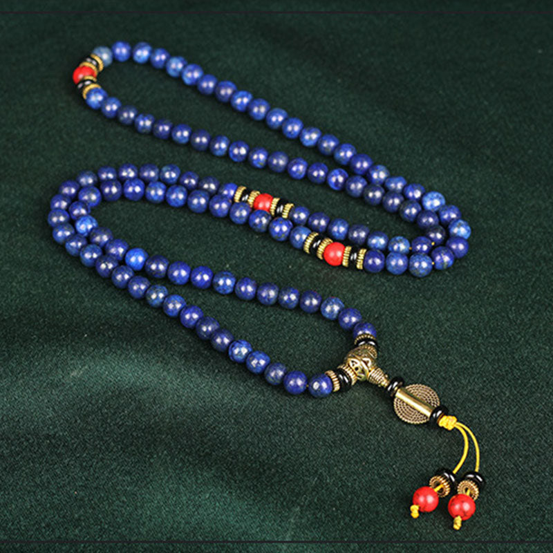 Pulsera Positiva de Lapislázuli Mala Tibetano con Buddha Stones