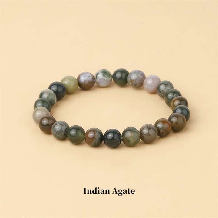 Pulsera de cuentas curativas de cuarzo con piedra natural de piedras de Buddha Stones - 8 mm - Ágata india - image 69