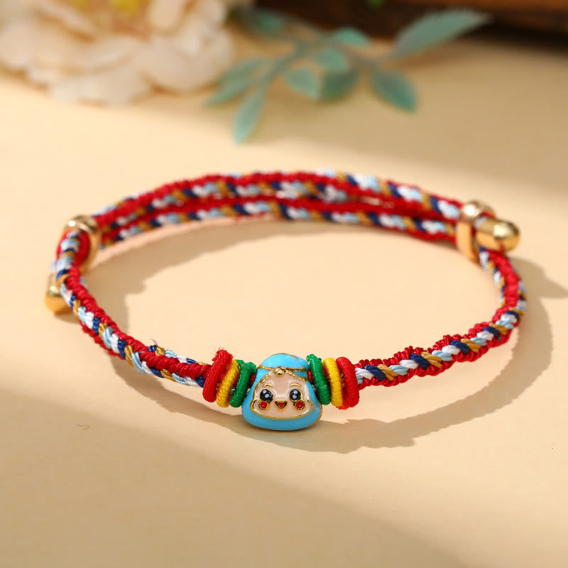Pulsera hecha a mano para niños y adultos con diseño de Zongzi de cuerda colorida con Buddha Stones