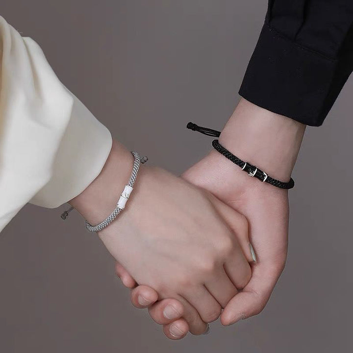 Pulsera de cuerda de pareja curativa con patrón de bambú de Buddha Stones