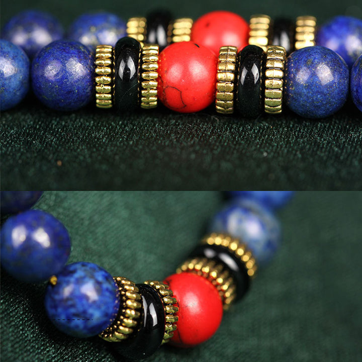 Pulsera Positiva de Lapislázuli Mala Tibetano con Buddha Stones