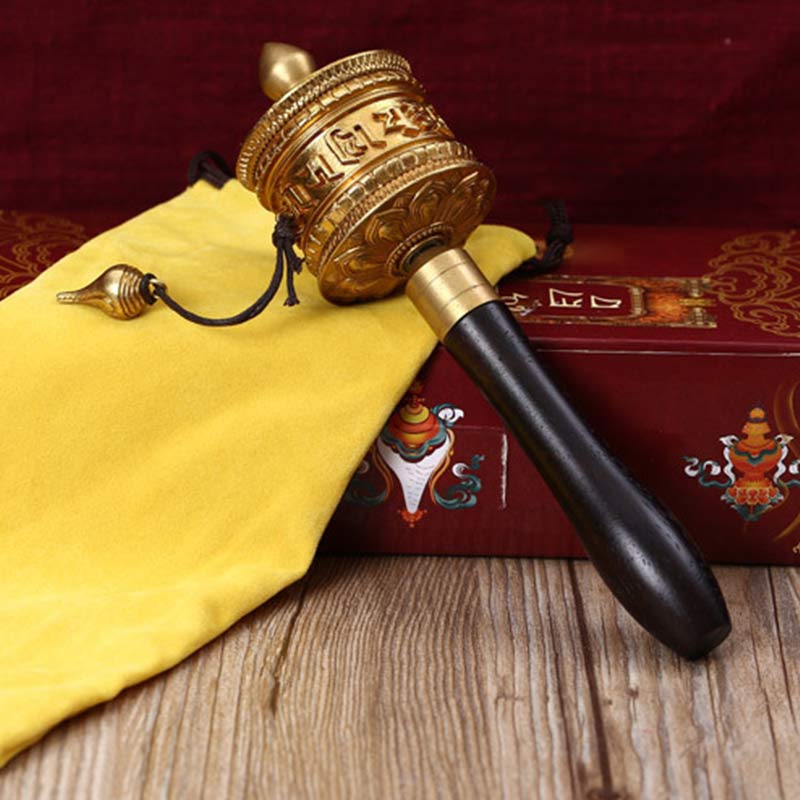 Rueda de oración tibetana, seis palabras verdaderas, decoración de meditación de cobre