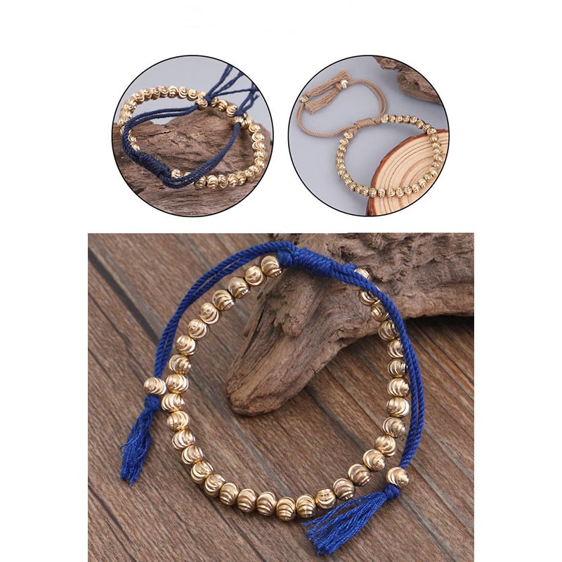Pulsera de hilo de la suerte con cuentas de cobre hechas a mano tibetana con Buddha Stones