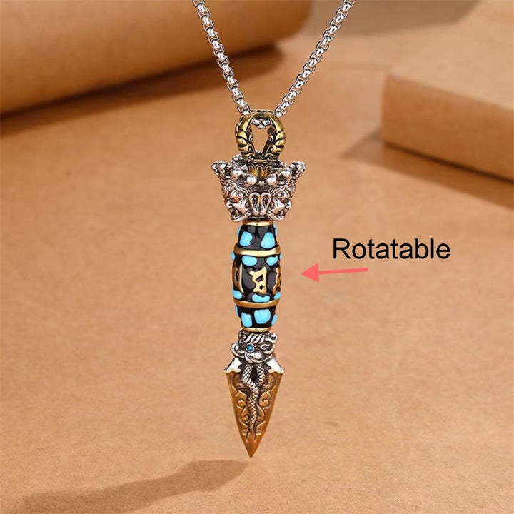 Buddha Stones Tíbet Om Mani Padme Hum Dzi cuenta Dorje Vajra patrón riqueza colgante de collar giratorio - image 5