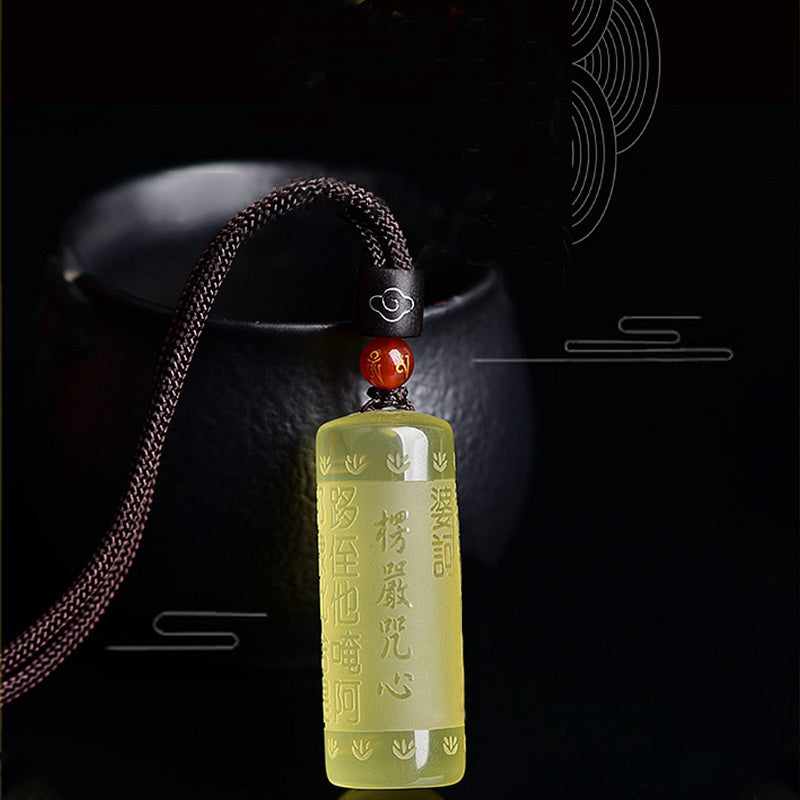 Colgante de collar de fuerza de felicidad de citrino de Sutra del corazón