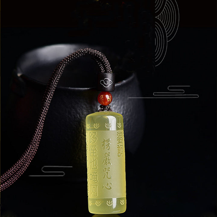 Colgante de collar de fuerza de felicidad de citrino de Sutra del corazón