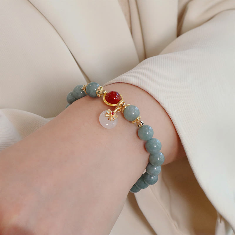 Pulsera de la suerte con pajarita y perlas de ágata roja, jade natural , Buddha Stones