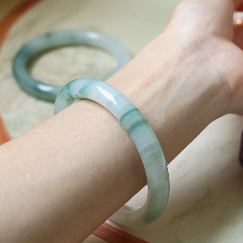 Brazalete de prosperidad de la suerte de jade natural con Buddha Stones