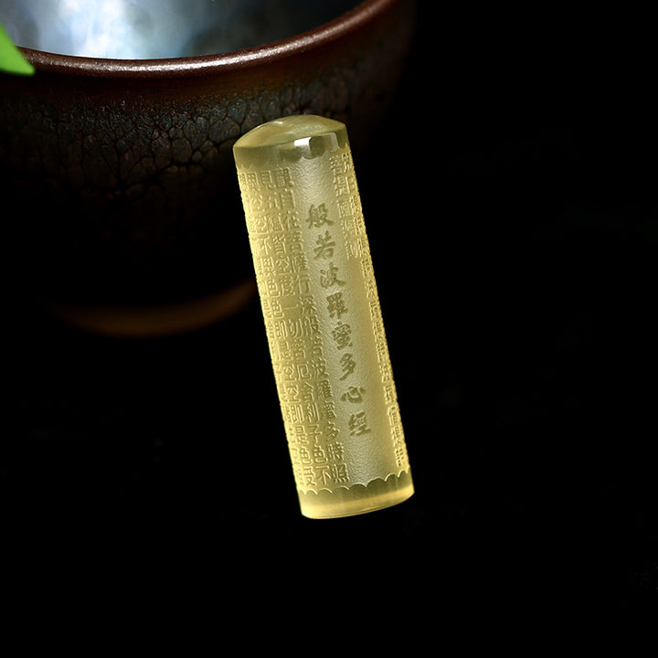 Colgante de collar de fuerza de felicidad de citrino de Sutra del corazón