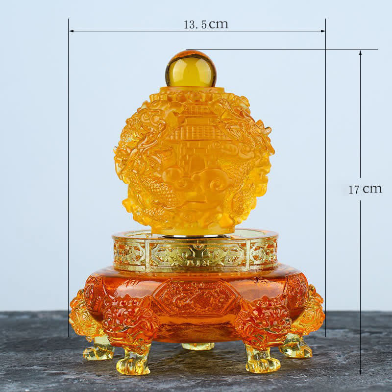 Buddha Stones Feng Shui dragón auspicioso hecho a mano Liuli cristal giratorio pieza de arte suerte decoración de la Oficina del hogar