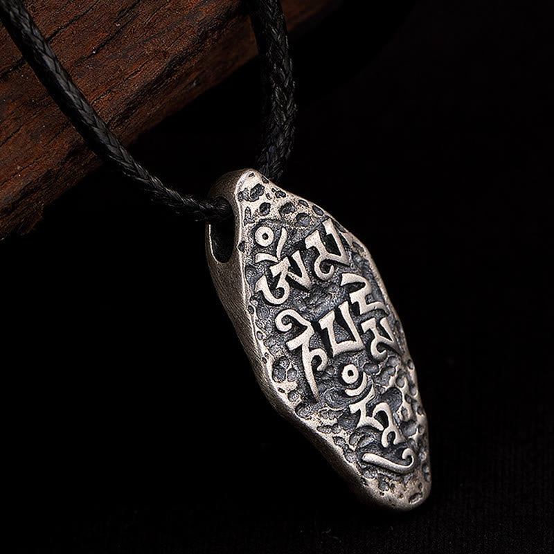 Colgante de plata de ley 925 tibetana con Buddha Stones Om Mani Padme Hum Dorje Vajra, colgante de fuerza grabado - image 11