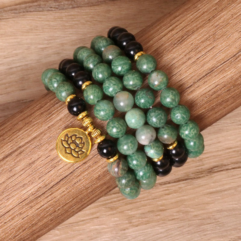 Pulsera curativa Mala de ágata natural con 108 Buddha Stones