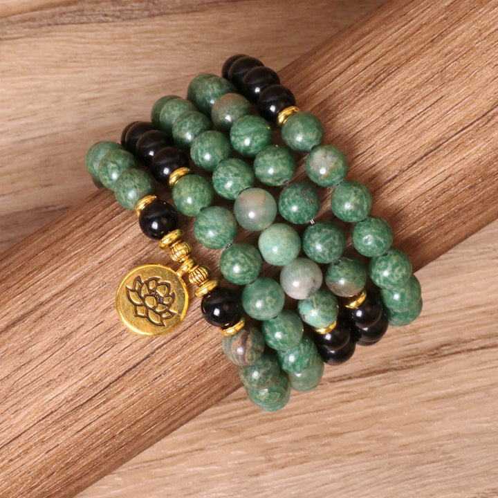Pulsera curativa Mala de ágata natural con 108 Buddha Stones
