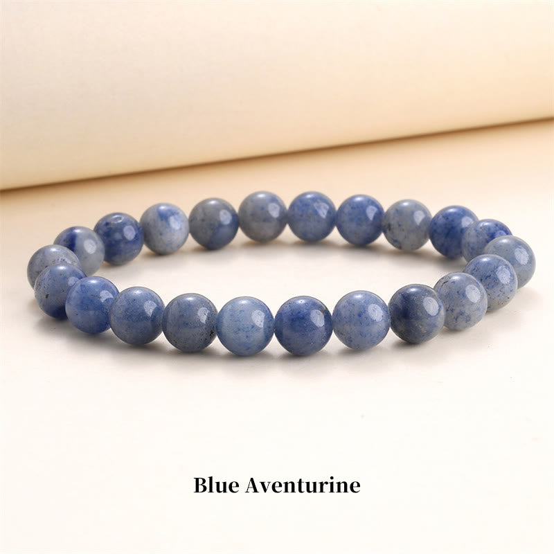 Pulsera de cuentas curativas de cuarzo con piedra natural de piedras de Buddha Stones - 8 mm - Aventurina azul - image 42