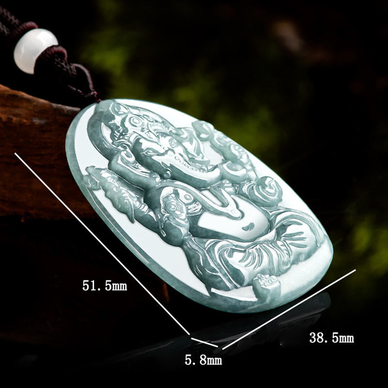 Buddha Stones Natural Jade Ganesh Ganpati Elefante Protección Amuleto Collar Colgante - image 9