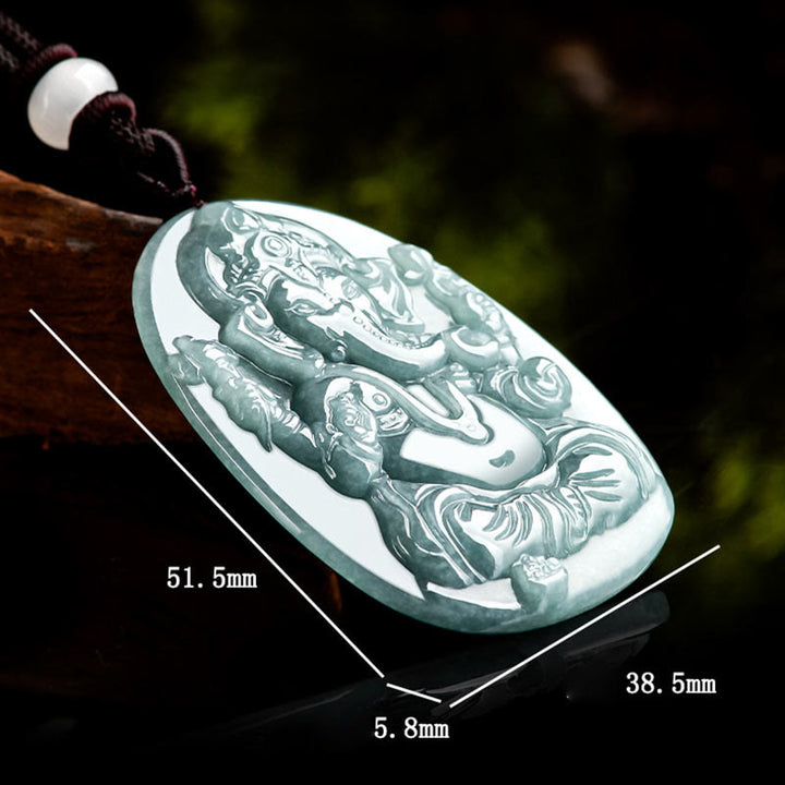 Buddha Stones Natural Jade Ganesh Ganpati Elefante Protección Amuleto Collar Colgante - image 9