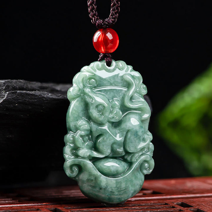 Colgante de collar de prosperidad del zodíaco chino con Buddha Stones de jade natural 12 - image 10