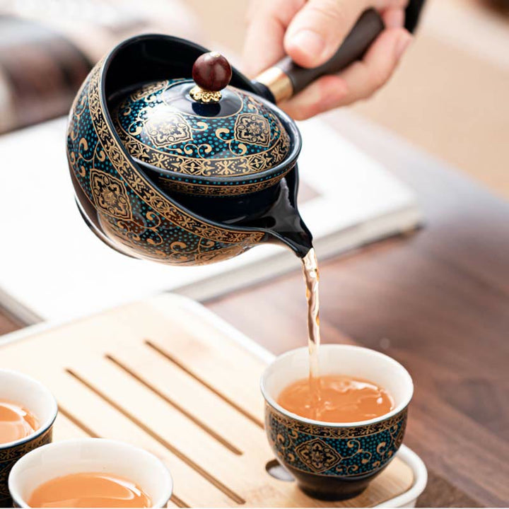 Juego de té chino Gongfu con Buddha Stones , tetera de cerámica, bolsa de regalo portátil