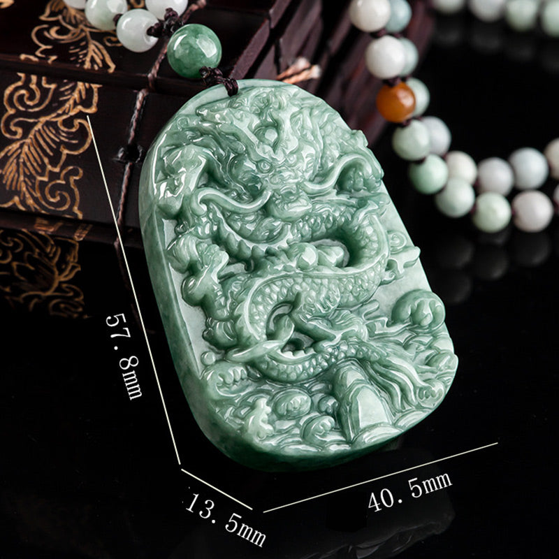 Buddha Stones Dragón del Zodíaco Chino Jade Collar de Prosperidad Colgante de Cadena de Cuentas - image 8