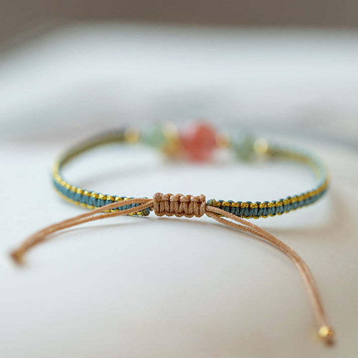Pulsera de hilo con Buddha Stones, ágata roja, Jade, loto, confianza, calma