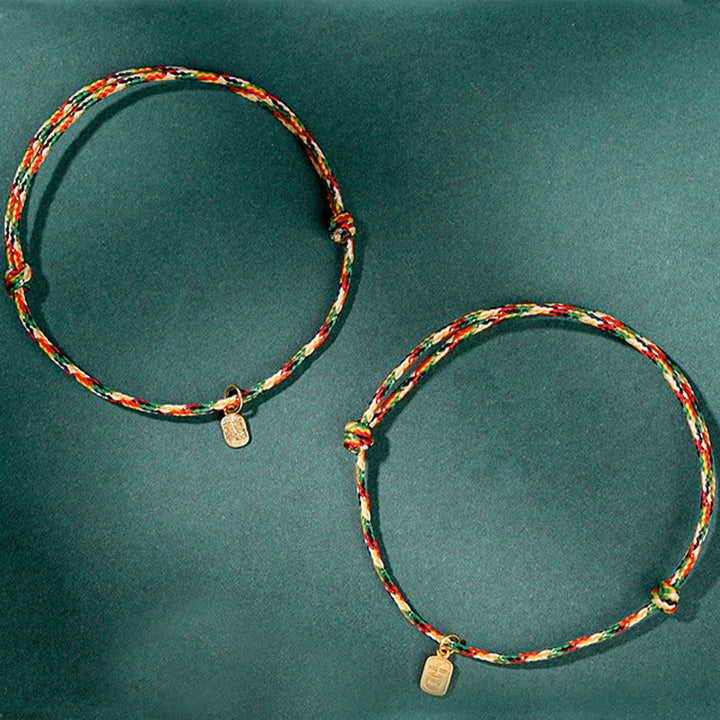 Buddha Stones auspicioso personaje Fu paz y alegría suerte pulsera multicolor hecha a mano para niños y adultos