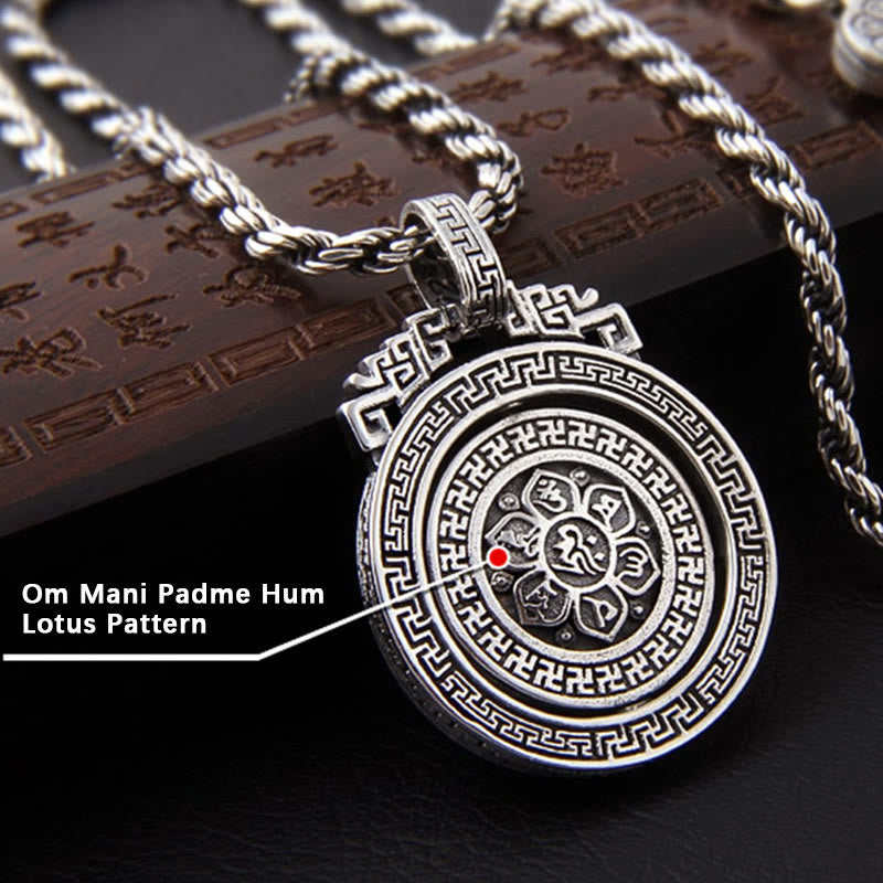 Colgante de collar de paz de pureza giratoria con Buddha Stones tibetanas Om Mani Padme Hum doble Dorje Vajra - image 10