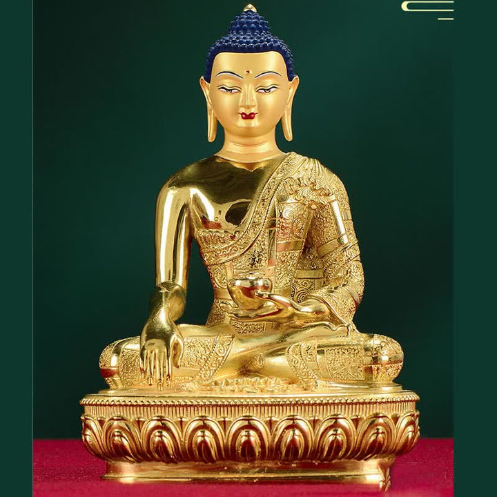 Figura de Buda Shakyamuni, estatua de cobre de iluminación, decoración para el hogar