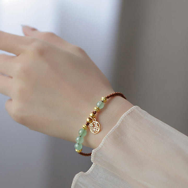 Pulsera de cuerda con Buddha Stones , personaje Fu