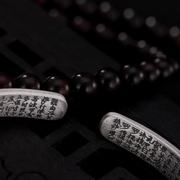 Pulsera de protección Sutra de corazón con seis palabras verdaderas de plata de ley 999 con Buddha Stones