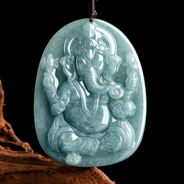 Buddha Stones Natural Jade Ganesh Ganpati Elefante Protección Amuleto Collar Colgante - GANESH (Protección♥Reflexión) - image 1