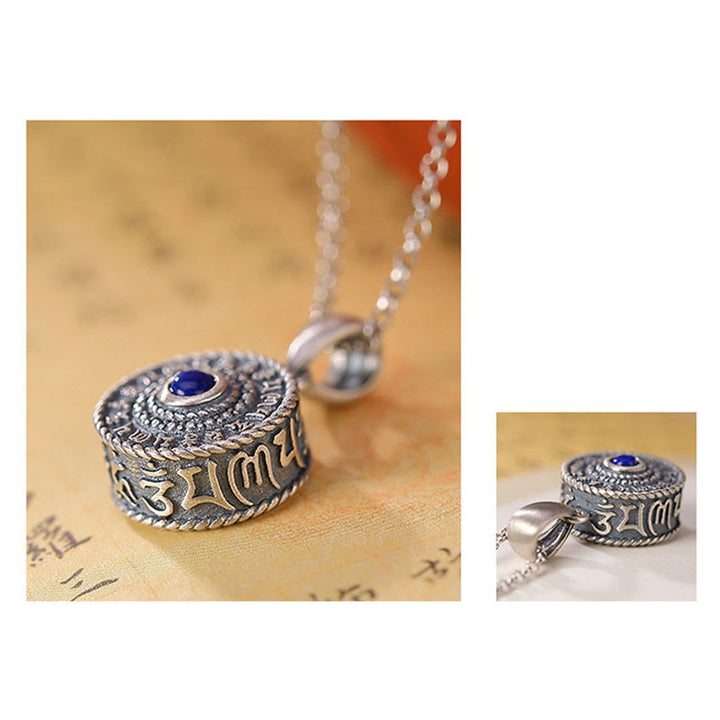 Collar con colgante de plata de ley 925 Om Mani Padme Hum Lazurite Love Peace - image 7