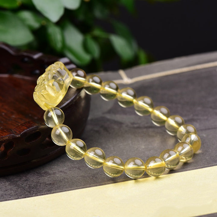 Pulsera de riqueza de Buddha Stones FengShui Citrino PiXiu