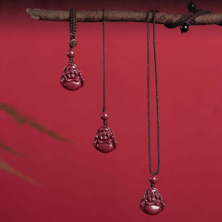 Buddha Stones, Buda sonriente, cinabrio, bendición, collar, colgante, decoración colgante para teléfono, llavero - image 1