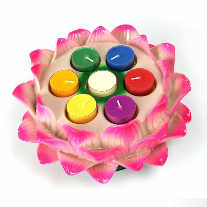 Altar de oración y meditación, portavelas de flor de loto, artículos de uso para rituales del templo budista