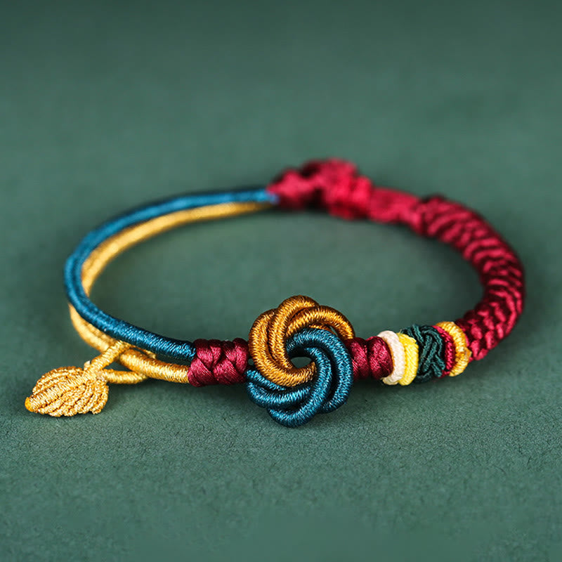 Pulsera de cuerda de la suerte con nudo de mandala hecha a mano tibetana con Buddha Stones