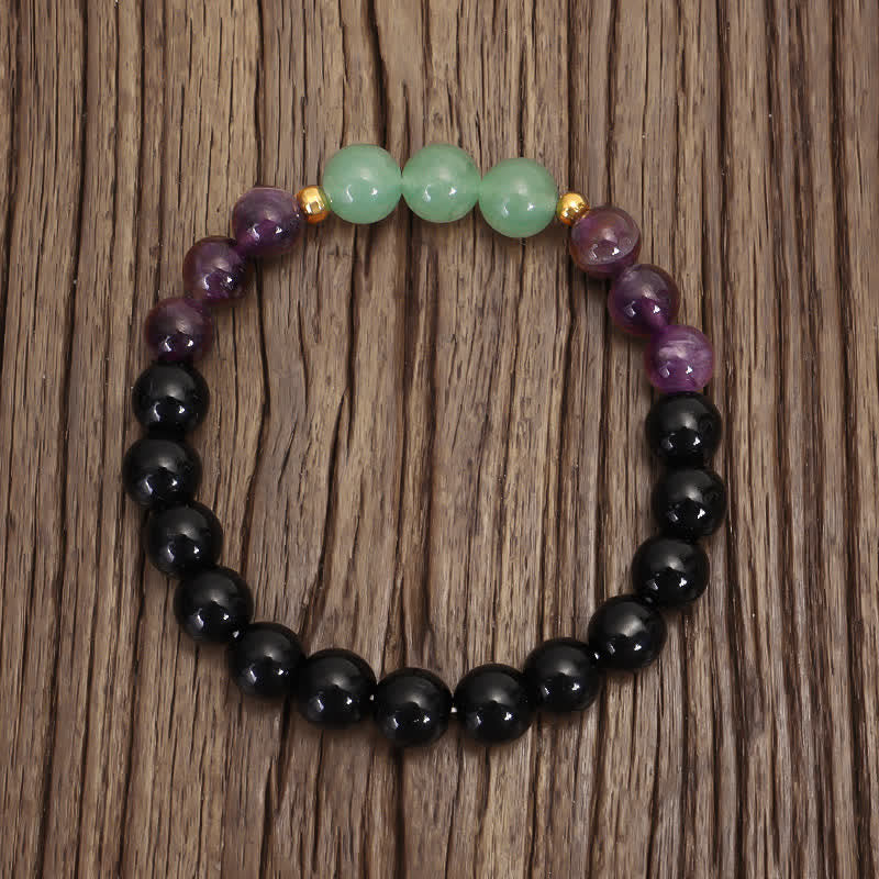 Pulsera de meditación con Buddha Stones , 108 cuentas Mala, amatista, aventurina verde, loto