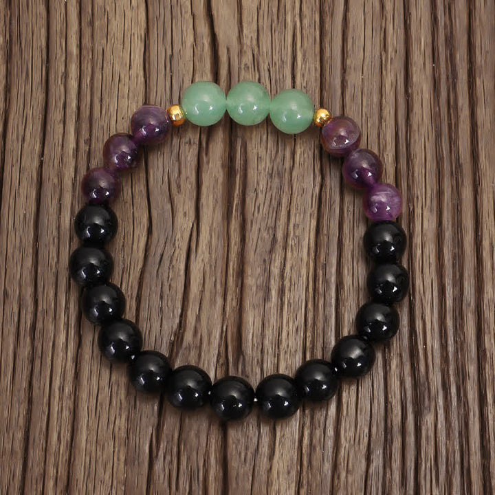 Pulsera de meditación con Buddha Stones , 108 cuentas Mala, amatista, aventurina verde, loto