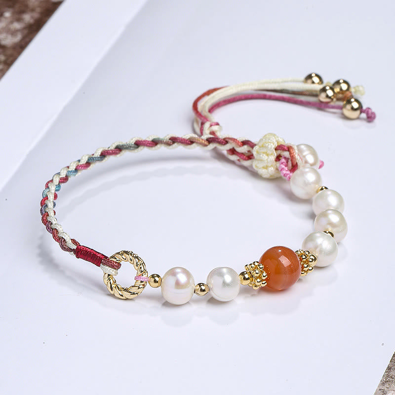Pulsera de cuentas con dije de concha de cristal y perlas naturales chapadas en oro de 14 quilates con Buddha Stones
