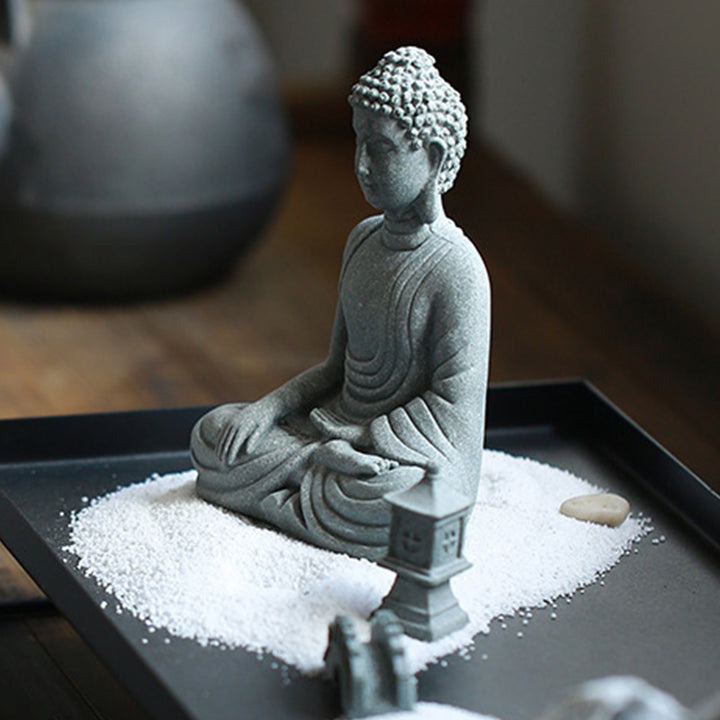 Buddha Stones Sentado Meditación Buda Bendición Compasión Decoración