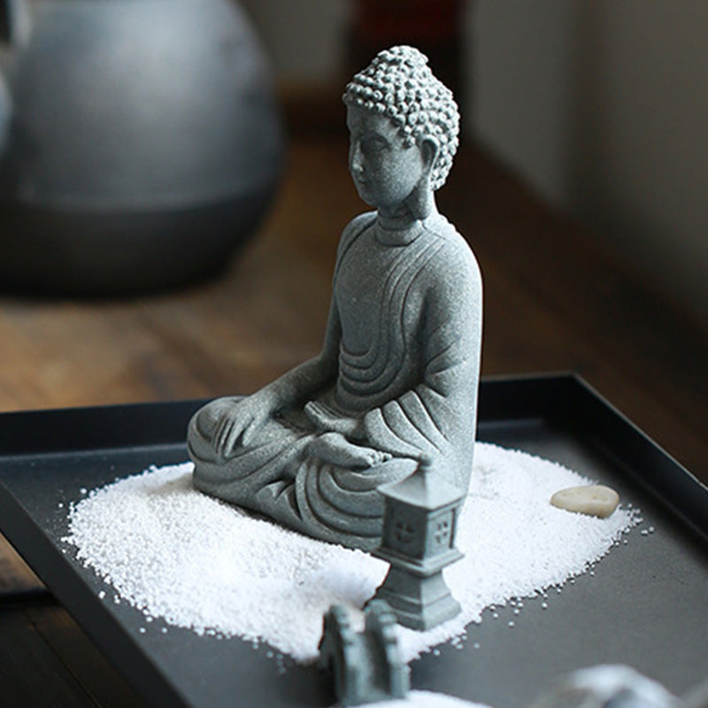 Buddha Stones Sentado Meditación Buda Bendición Compasión Decoración