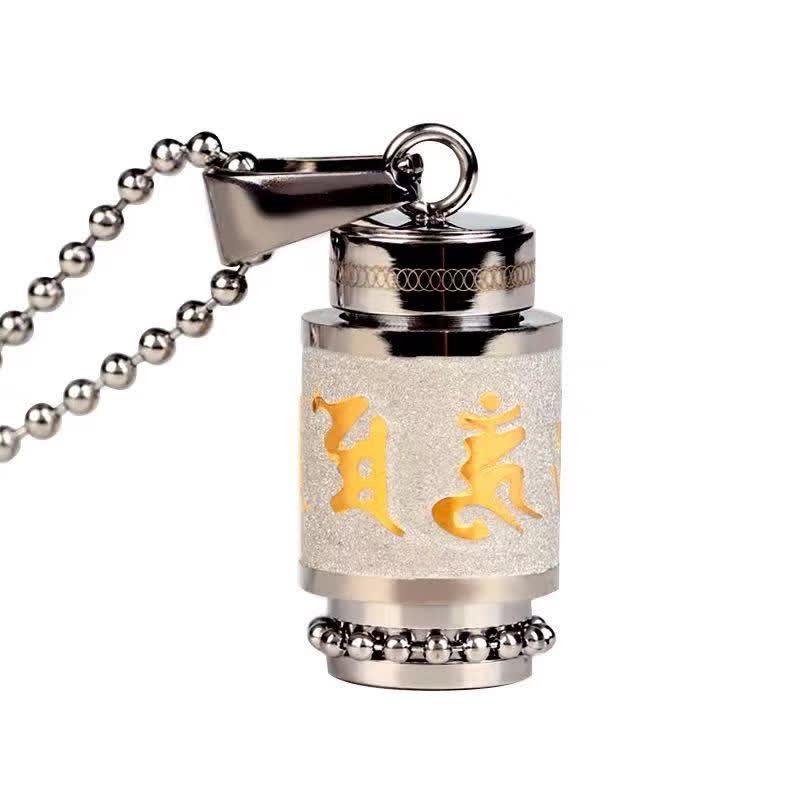 Buddha Stones Tíbet Om Mani Padme Hum Shurangama Mantra Titanio Acero Sabiduría Amuleto Collar Colgante - image 17