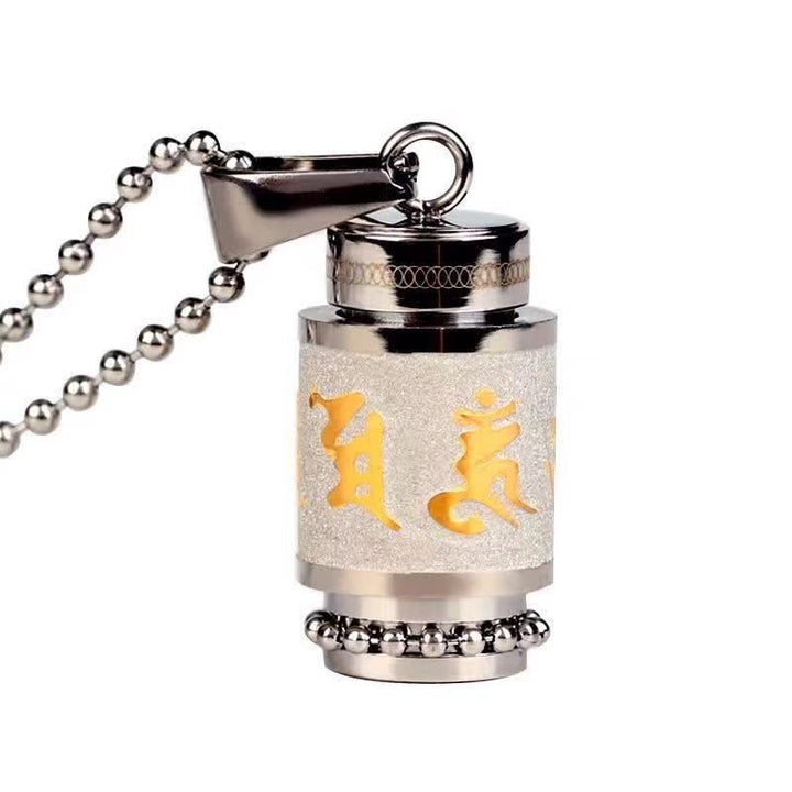 Buddha Stones Tíbet Om Mani Padme Hum Shurangama Mantra Titanio Acero Sabiduría Amuleto Collar Colgante - image 17