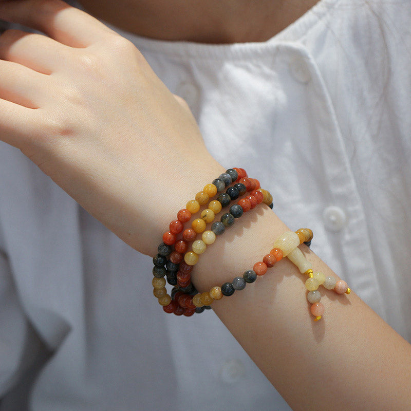 Pulsera de protección Mala de ágata roja natural de 108 cuentas