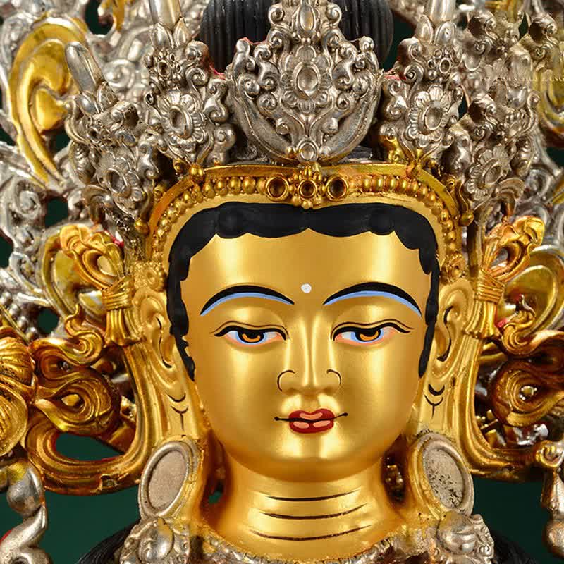 Decoración de estatua de cobre Bodhisattva Green Tara Hope