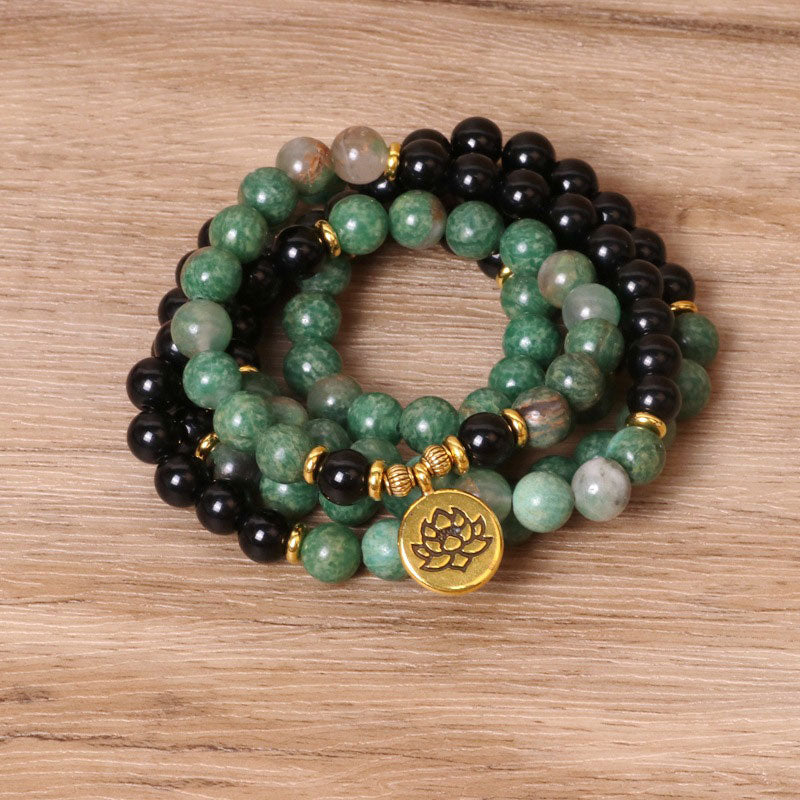 Pulsera curativa Mala de ágata natural con 108 Buddha Stones