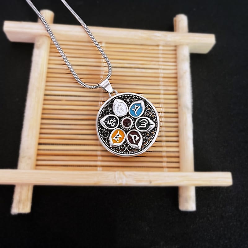 Collar con colgante de pureza de Om Mani Padme Hum tibetano con Buddha Stones - image 5